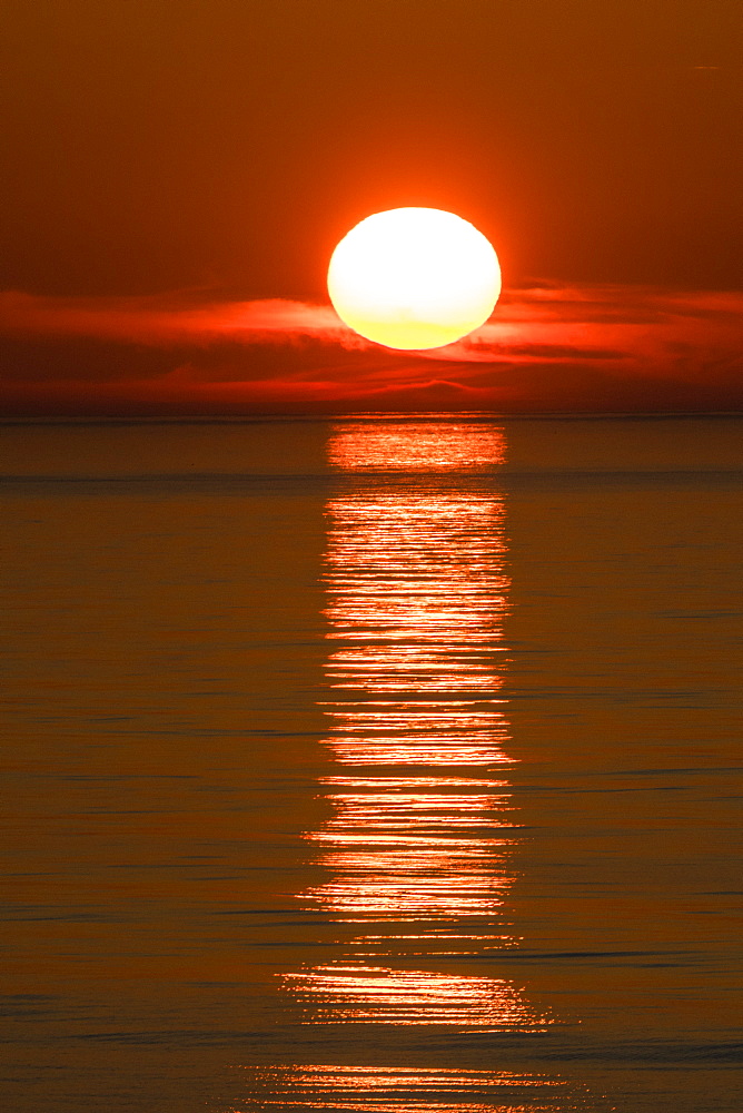 Beautiful sunset in Kola Bay, Murmansk, Russia, Europe