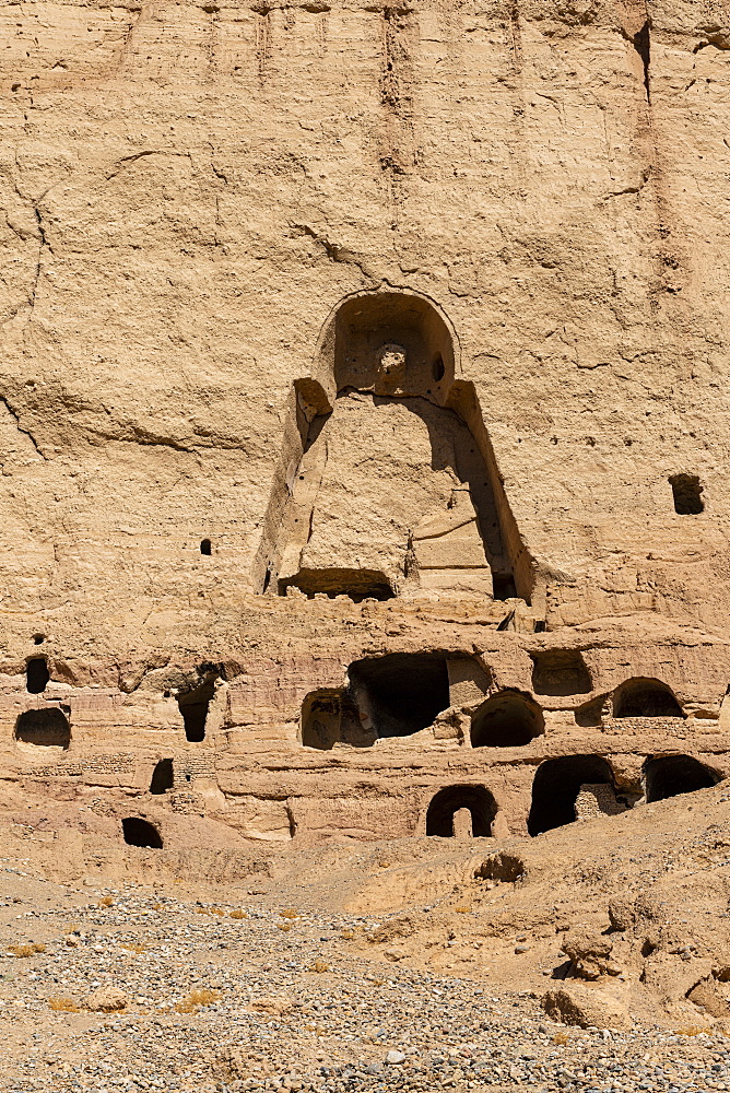 The site of the great Buddhas in Bamyan (Bamiyan), taken in 2019, post destruction, Afghanistan, Asia