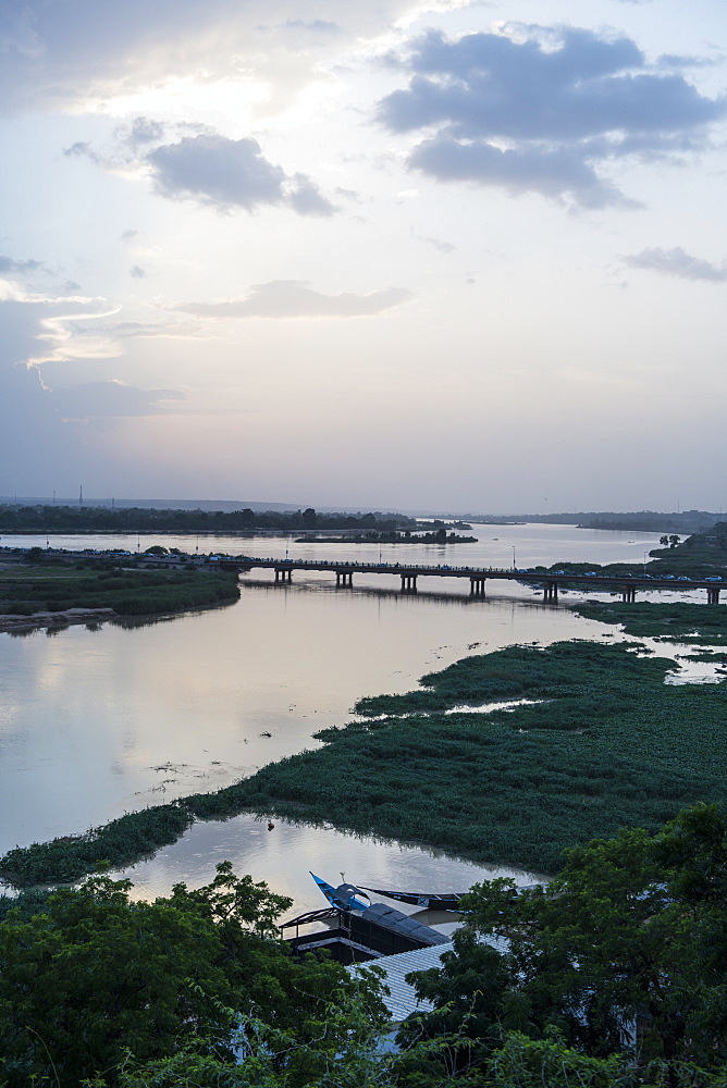 Niger river at sunset, Niamey, Niger, West Africa, Africa