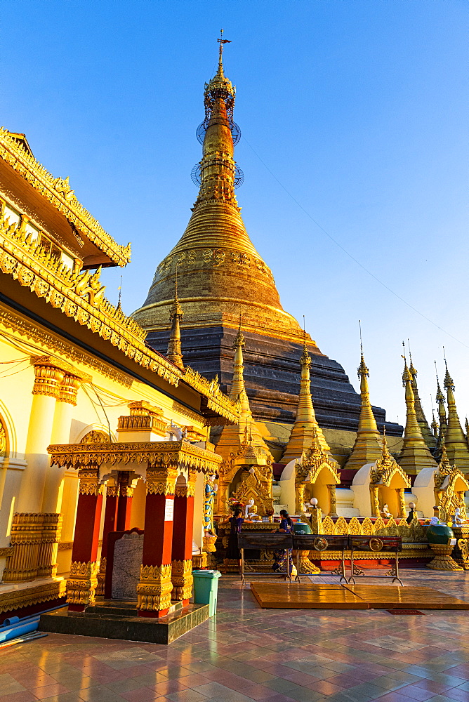 Kyaikthanian paya at sunset, Mawlamyine, Mon state, Myanmar (Burma), Asia