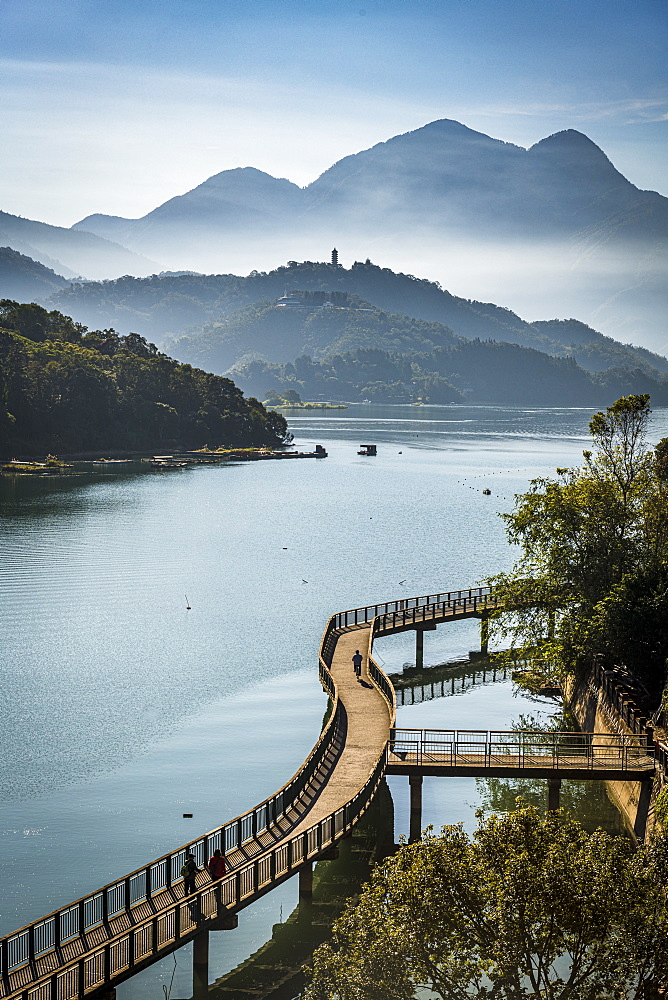 Morning clouds over Sun Moon Lake, National Scenic Area, Nantou county, Taiwan, Asia