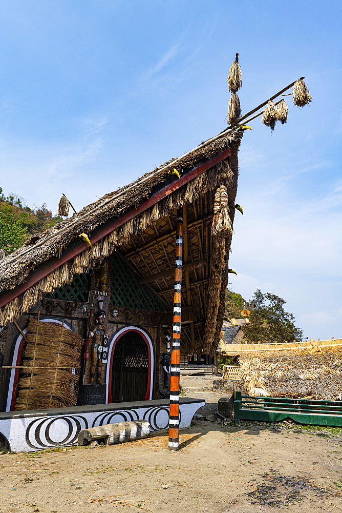 Traditional build huts, Naga heritage village, Kisama, Nagaland, India, Asia