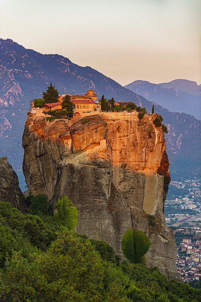 Holy Monastery of Holy Trinity at sunrise, UNESCO World Heritage Site, Meteora Monasteries, Greece, Europe