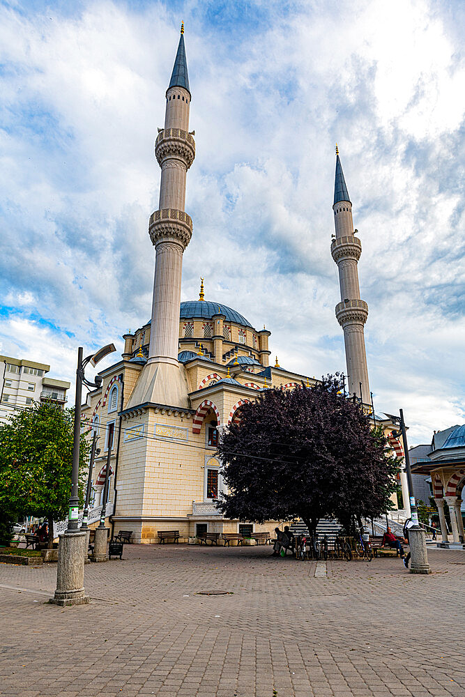 Central Mosque in the Albanian side of the separated town of Mitrovica, Kosovo, Europe