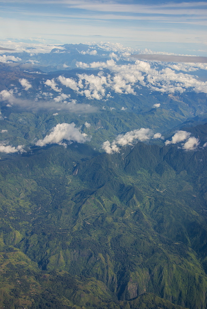 Aerial of the western highlands of Papua New Guinea, Pacific