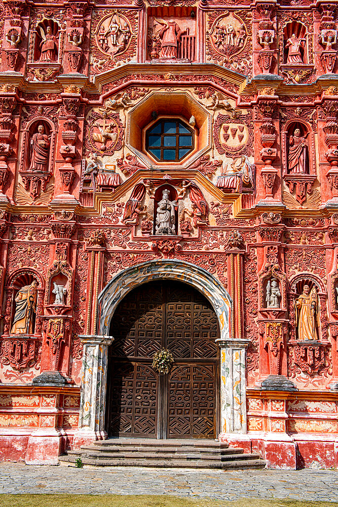 Beautiful facade of the Landa Mission, UNESCO World Heritage Site, Franciscan Missions in the Sierra Gorda of Queretaro, Landa de Matamoros, Queretaro, Mexico, North America