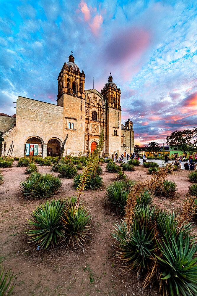 Church of Santo Domingo de Guzman at sunset, Oaxaca, Mexico, North America