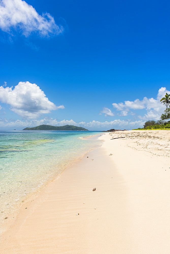 Beautiful white sand beach on Monuriki (Cast Away Island), Mamanuca Islands, Fiji, South Pacific