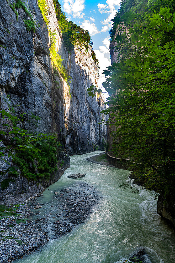 River Aare flowing through the Aare Gorge, Meiringen, Bernese Oberland, Switzerland, Europe