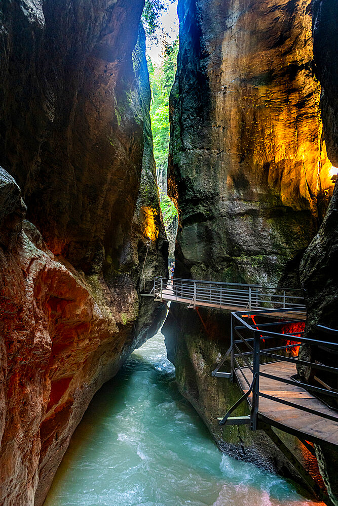 River Aare flowing through the Aare Gorge, Meiringen, Bernese Oberland, Switzerland, Europe