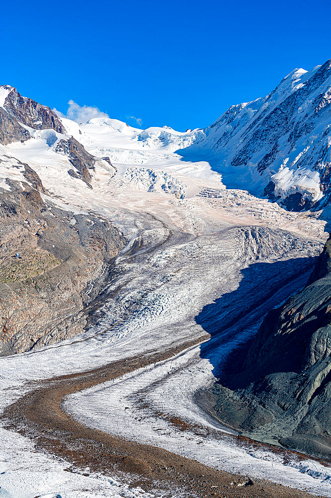 Mountains and Glacier on the Pennine Alps, Gornergrat, Zermatt, Valais, Switzerland, Europe