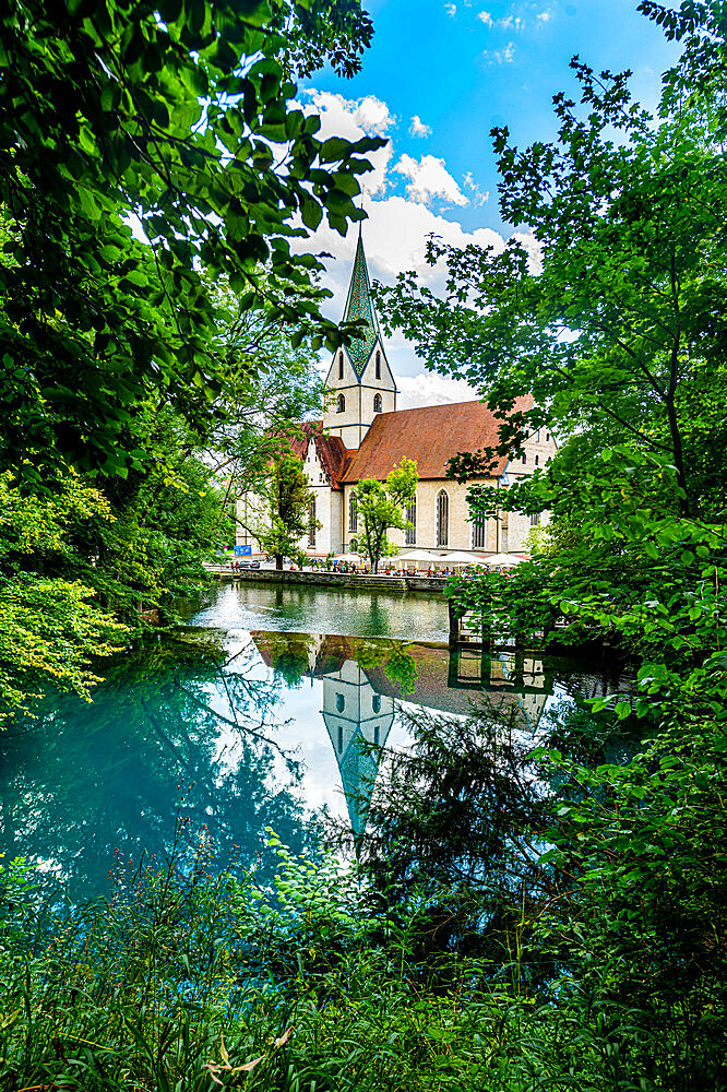 Blautopf, spring of the river Blau, Blaubeuren, Swabian Jura, Baden-Wurttemberg, Germany, Europe