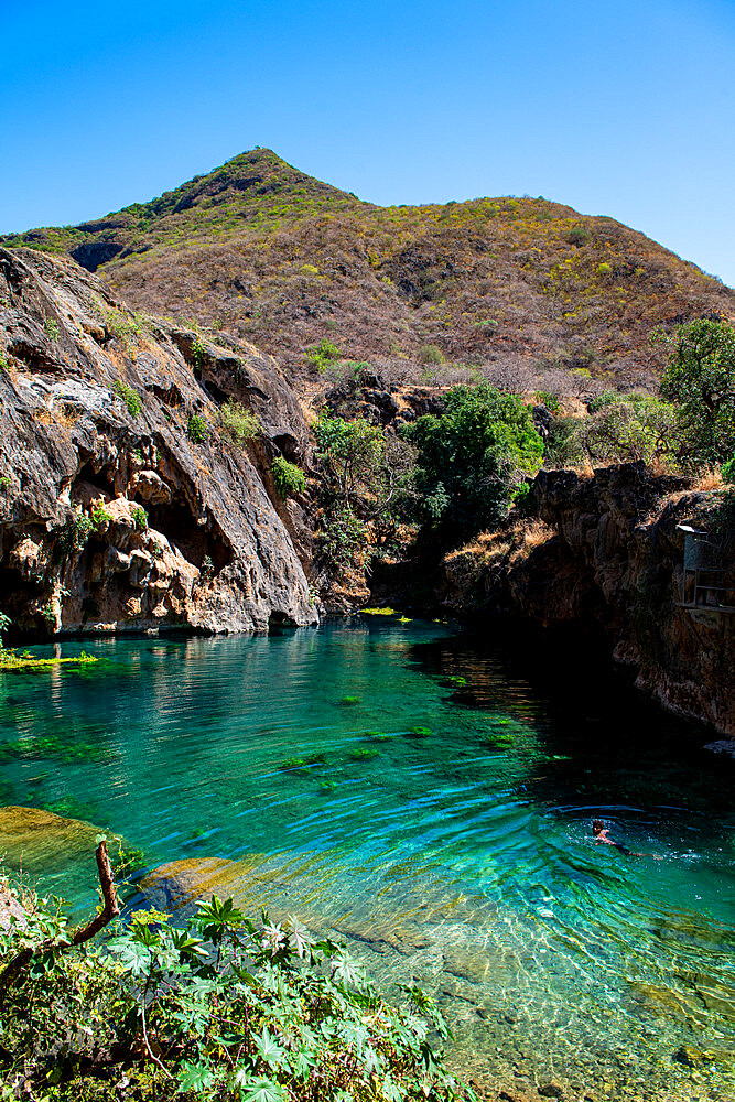 Turquoise water pools, Ain Sahlounout, Salalah, Oman, Middle East