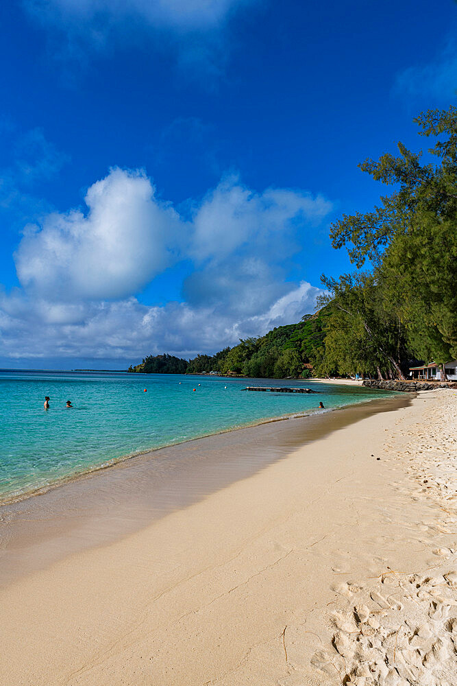 White sand beach, Aukena island, Gambier archipelago, French Polynesia, South Pacific, Pacific