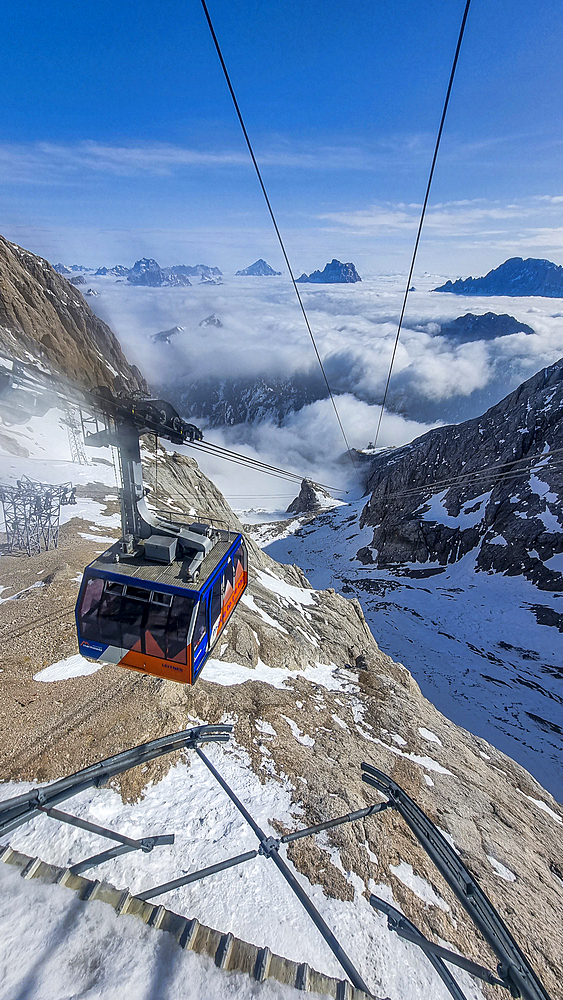 View from the Marmolada mountain over the Dolomites National Park, UNESCO World Heritage Site, South Tyrol, Italy, Europe