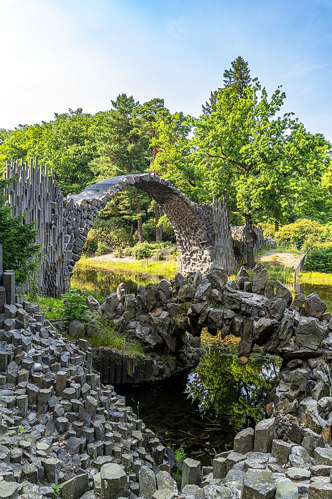 Rakotzbrucke (Devil´s Bridge), Kromlau Azalea and Rhododendron Park, Gablenz, Saxony, Germany, Europe