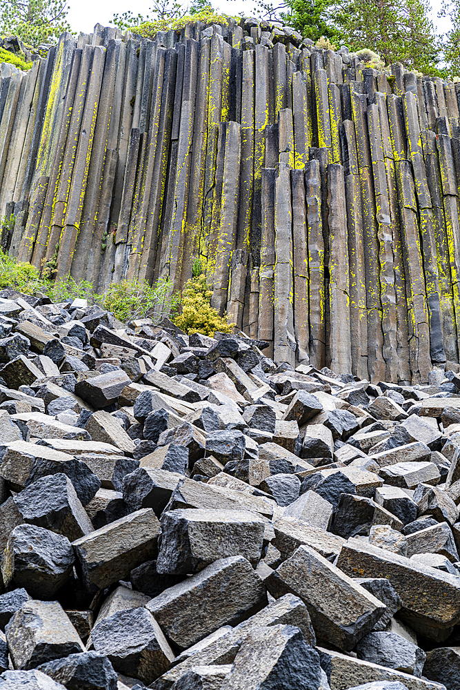 Rock formation of columnar basalt, Devils Postpile National Monument, Mammoth Mountain, California, United States of America, North America