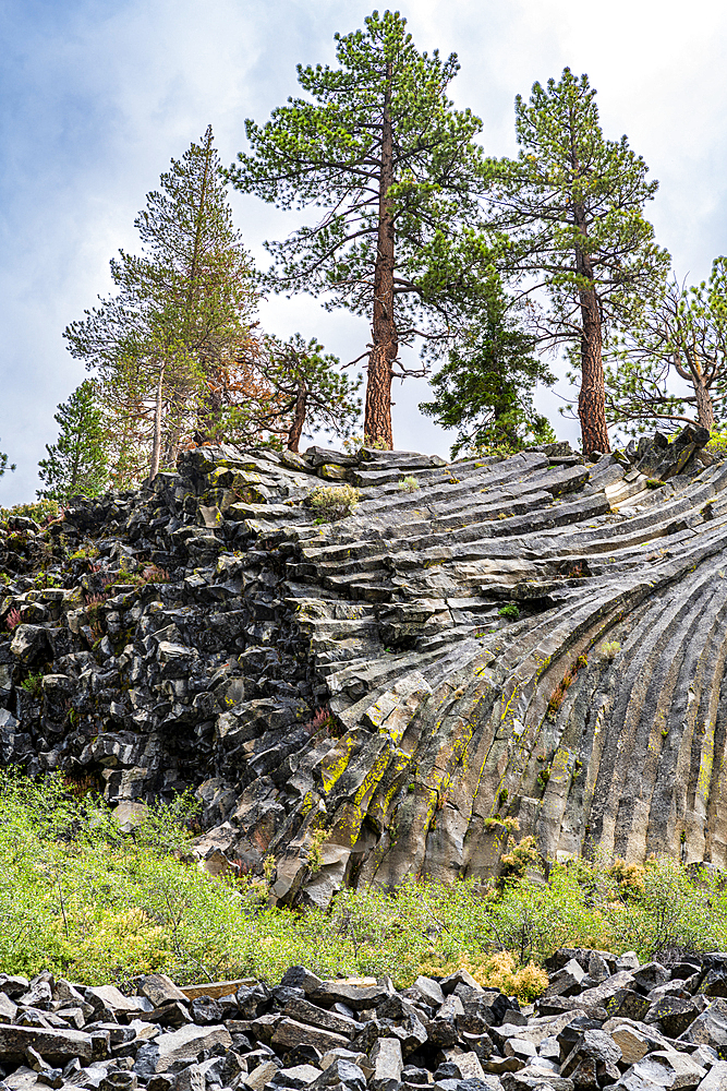 Rock formation of columnar basalt, Devils Postpile National Monument, Mammoth Mountain, California, United States of America, North America