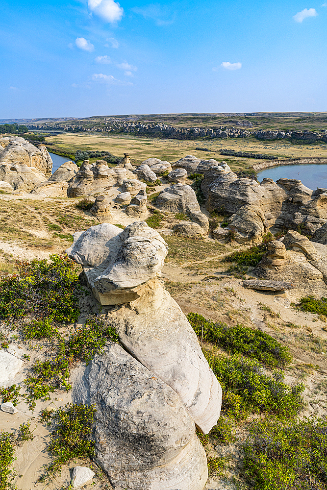 Hoodoos along the Milk River, Writing-on-Stone Provincial Park, UNESCO World Heritage Site, Alberta, Canada, North America