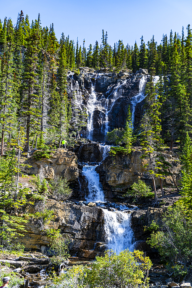 Waterfall along the Glacier Parkway, Alberta, Canada, North America