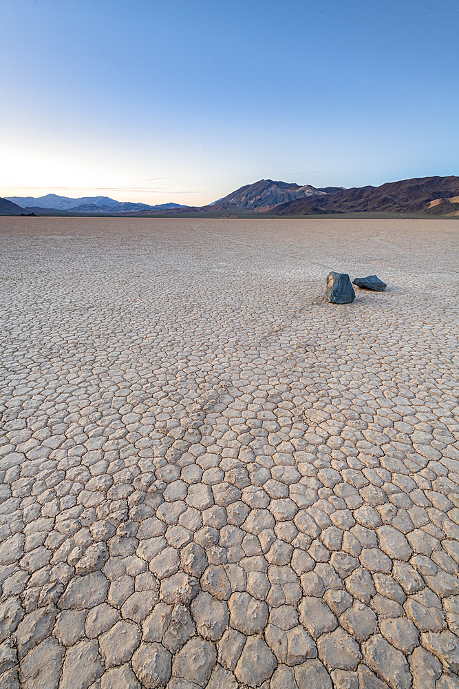 Moving boulders at Racetrack Playa in Death Valley National Park, California, United States of America, North America