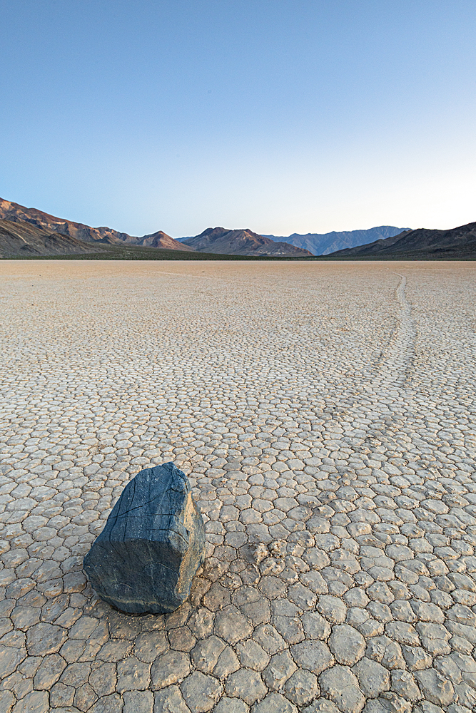 Moving boulders at Racetrack Playa in Death Valley National Park, California, United States of America, North America