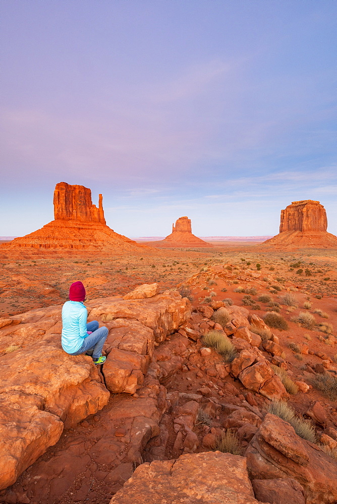 Sandstone buttes in Monument Valley Navajo Tribal Park on the Arizona-Utah border, United States of America, North America