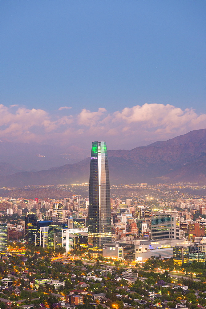 View of the city from Cerro San Cristobal, Santiago, Chile, South America