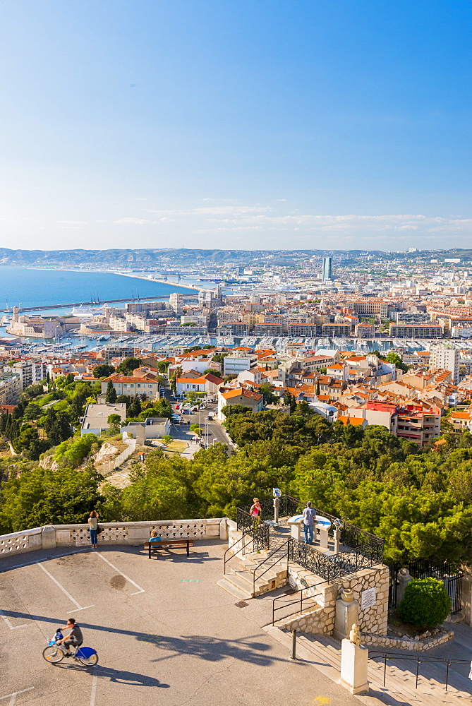 View over the Old Port from Notre Dame, Marseille, Bouches du Rhone, Provence, Provence-Alpes-Cote d'Azur, France, Mediterranean, Europe