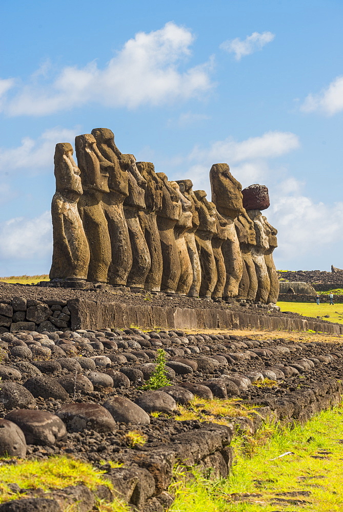 Moai heads of Easter Island, Rapa Nui National Park, UNESCO World Heritage Site, Easter Island, Chile, South America