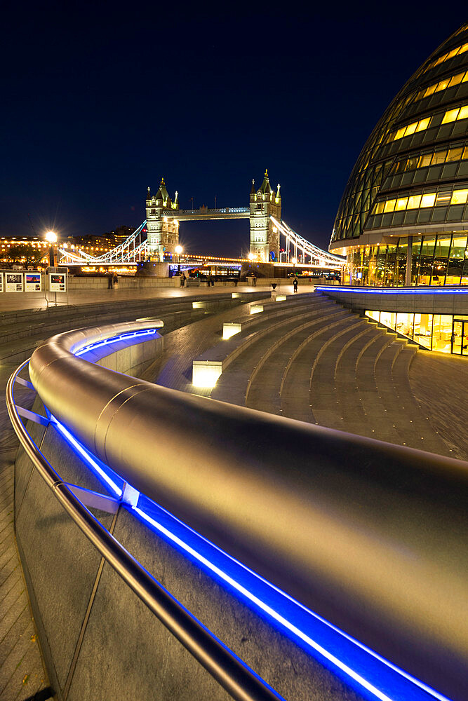 Tower Bridge at night, London, England, United Kingdom, Europe