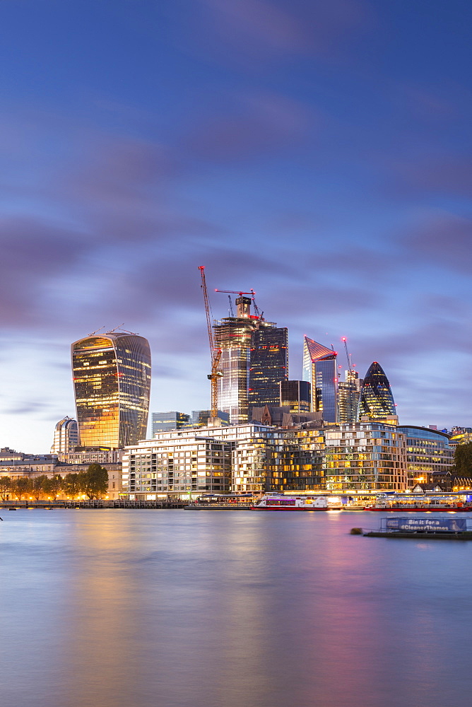 The City from the south bank of the River Thames, London, England, United Kingdom, Europe