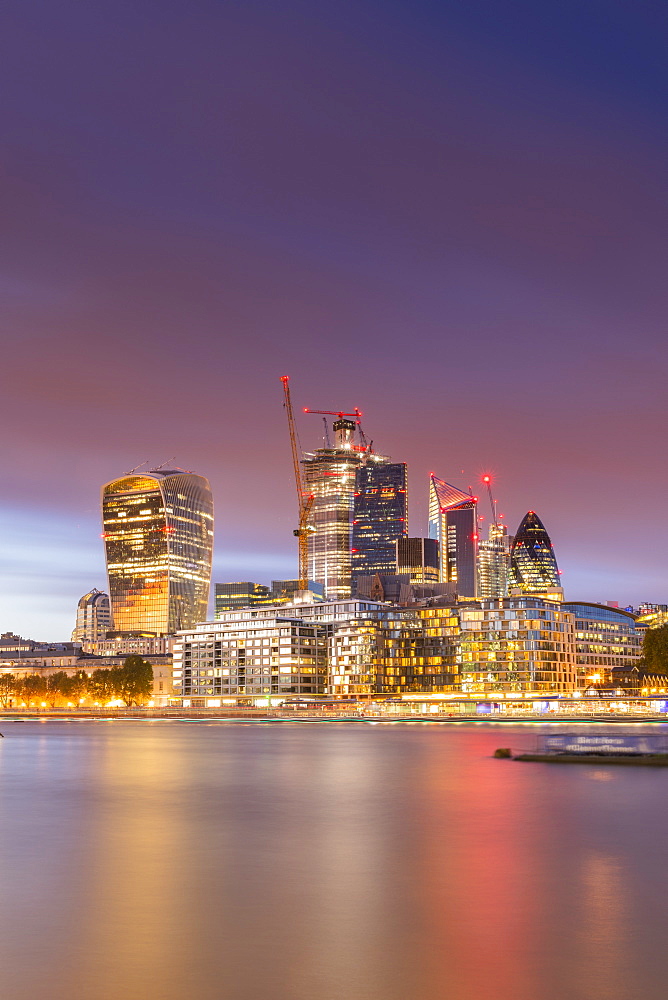 The City from the south bank of the River Thames, London, England, United Kingdom, Europe