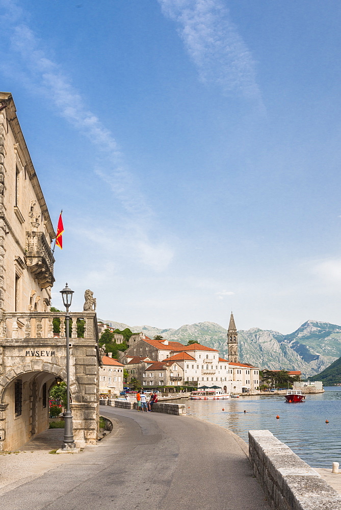 Promenade of Perast, Bay of Kotor, UNESCO World Heritage Site, Montenegro, Europe