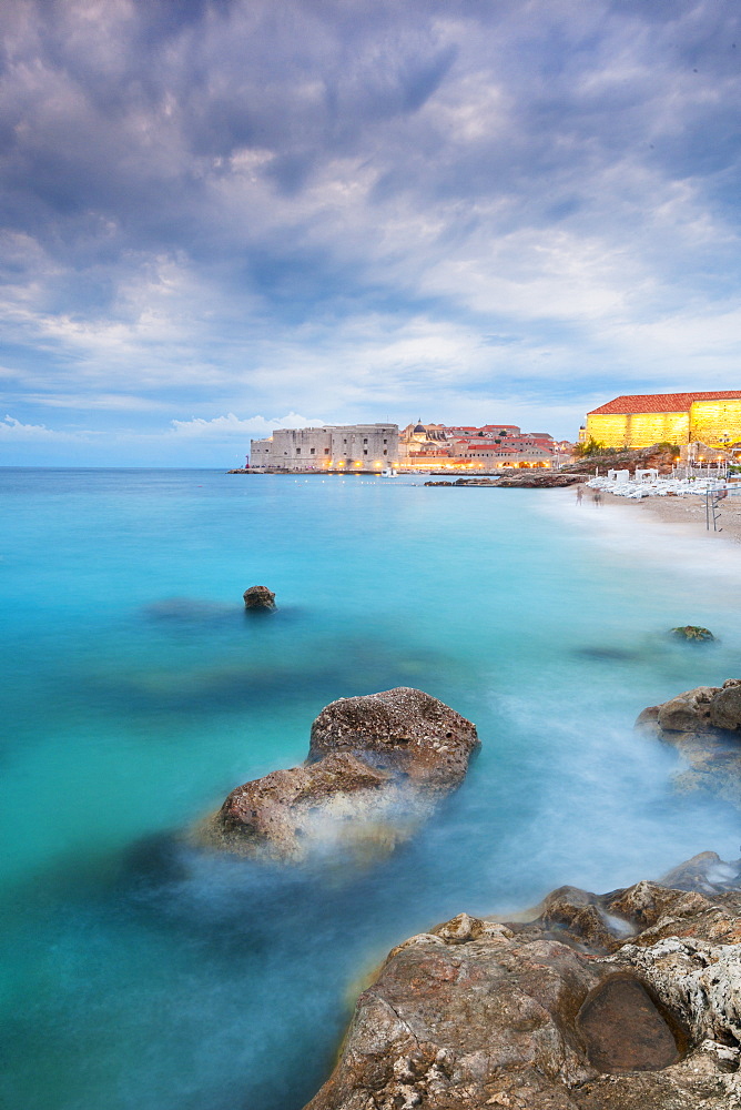 Stormy clouds over Banya Beach, Dubrovnik, Croatia, Europe