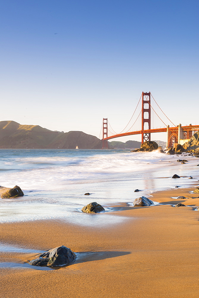 Golden Gate Bridge from Marshall's Beach, San Francisco, California, United States of America, North America