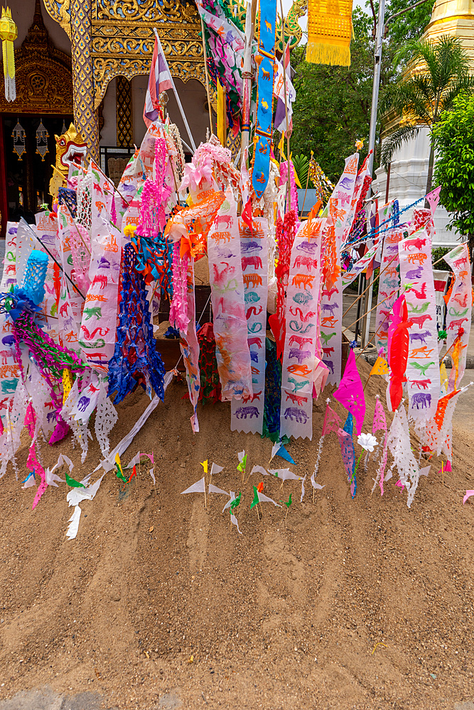 Songkram Thai Buddhist New Year parade, blessings and water battles celebrations in Chiang Mai, Thailand