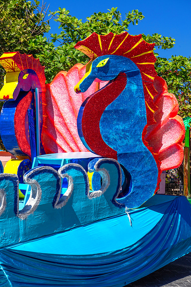 Carnival floats in the Caribbean island of Isla Mujeres near Cancun, Quintana Roo state,Mexico