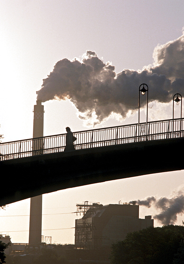 Germany air pollution from factories by the elbe river