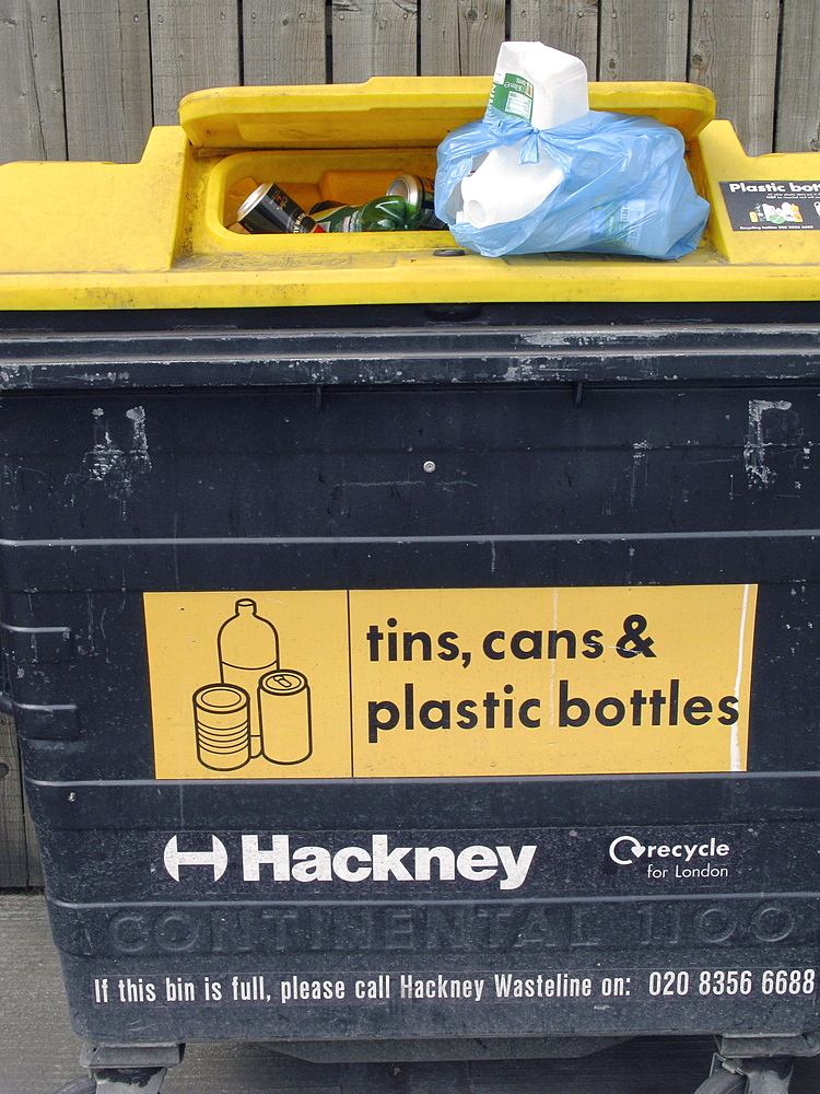 Uk recycling bins in hackney, east london