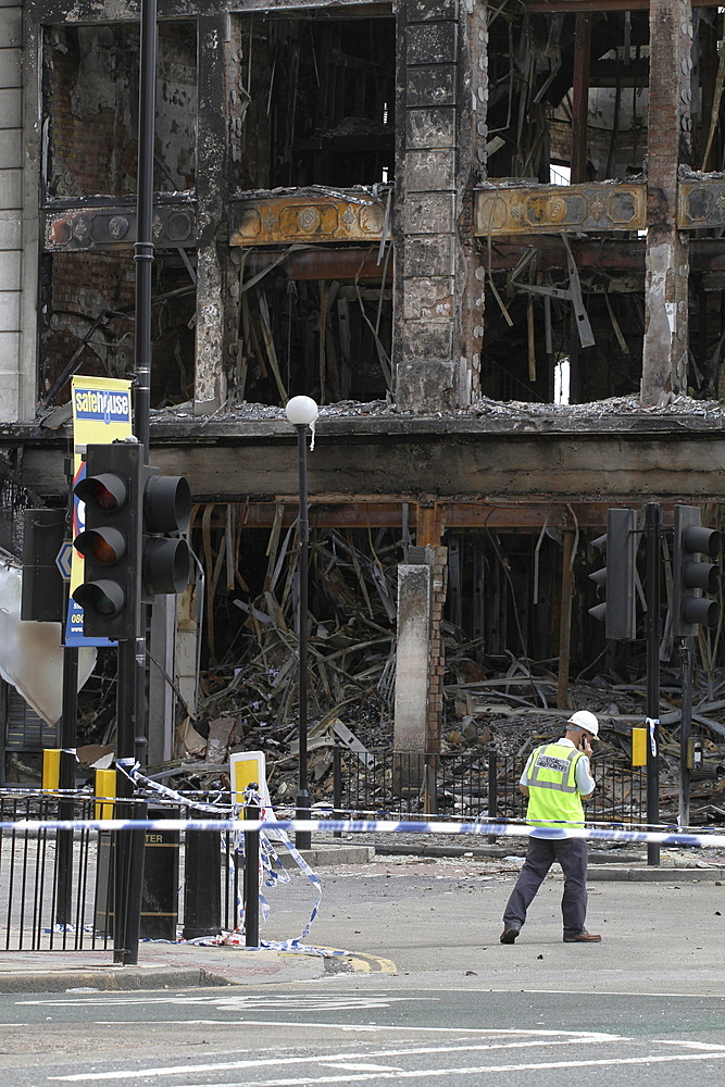 Damage caused by riot and looting in tottenham, london, uk