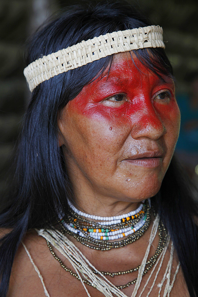 Native Huaorani people at Yasuni National Park, Amazon, Ecuador, South America