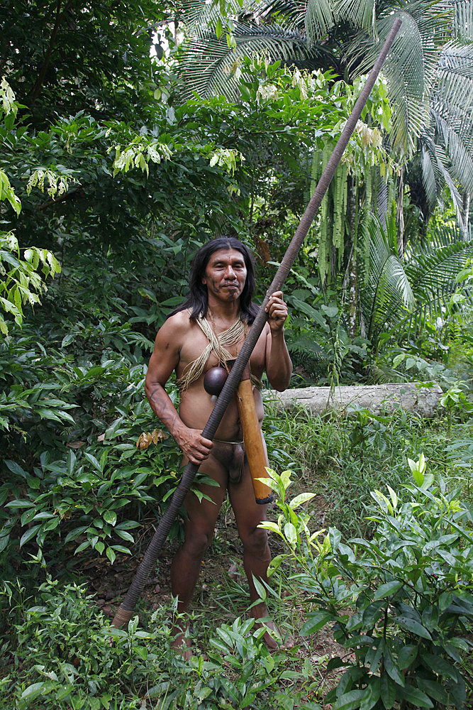 Native Huaorani people at Yasuni National Park, Amazon, Ecuador, South America