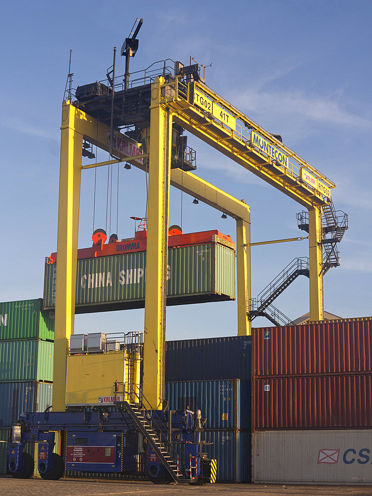 Containers with imported goods at the harbour in Montevideo, Uruguay, South America