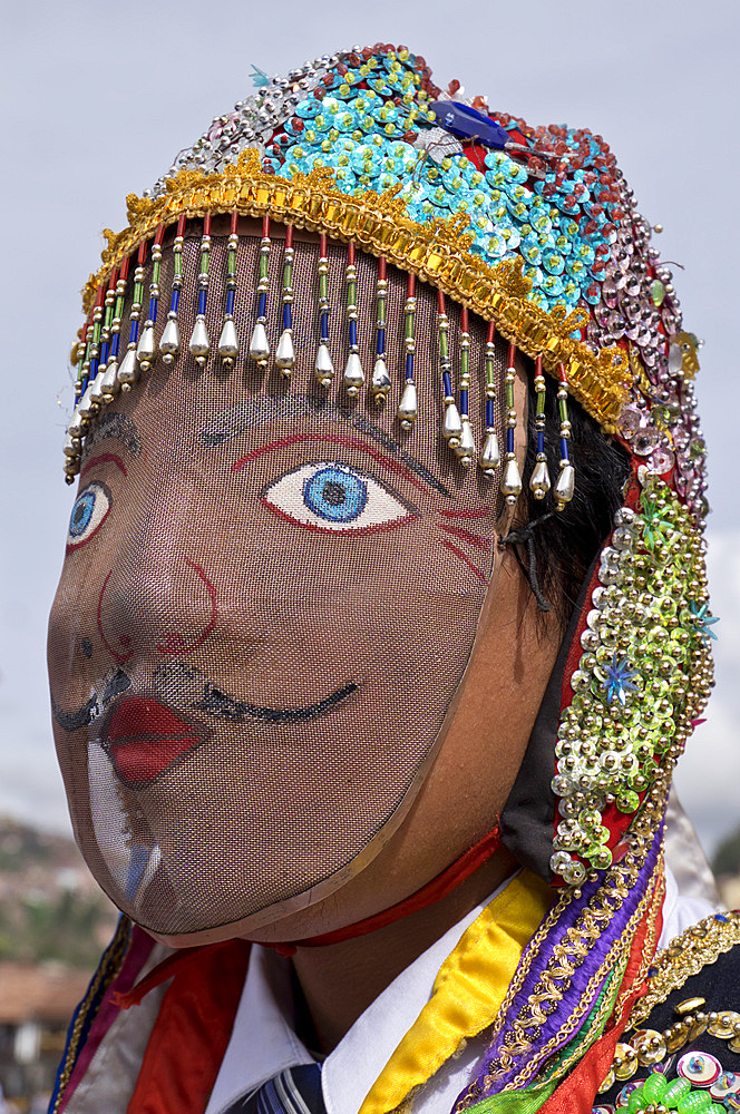 Native Quechua people celebrate the day of San Jeronimo, the patron saint of the city, San Jeronimo District, Cusco, Peru, South America