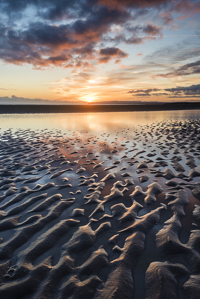 Sunset, Camber Sands, East Sussex, England, United Kingdom, Europe