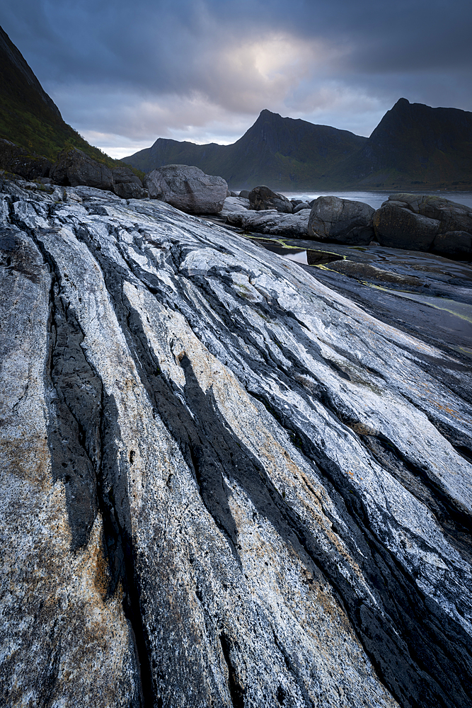 Rock formations, Tungeneset, Senja, Norway, Scandinavia, Europe