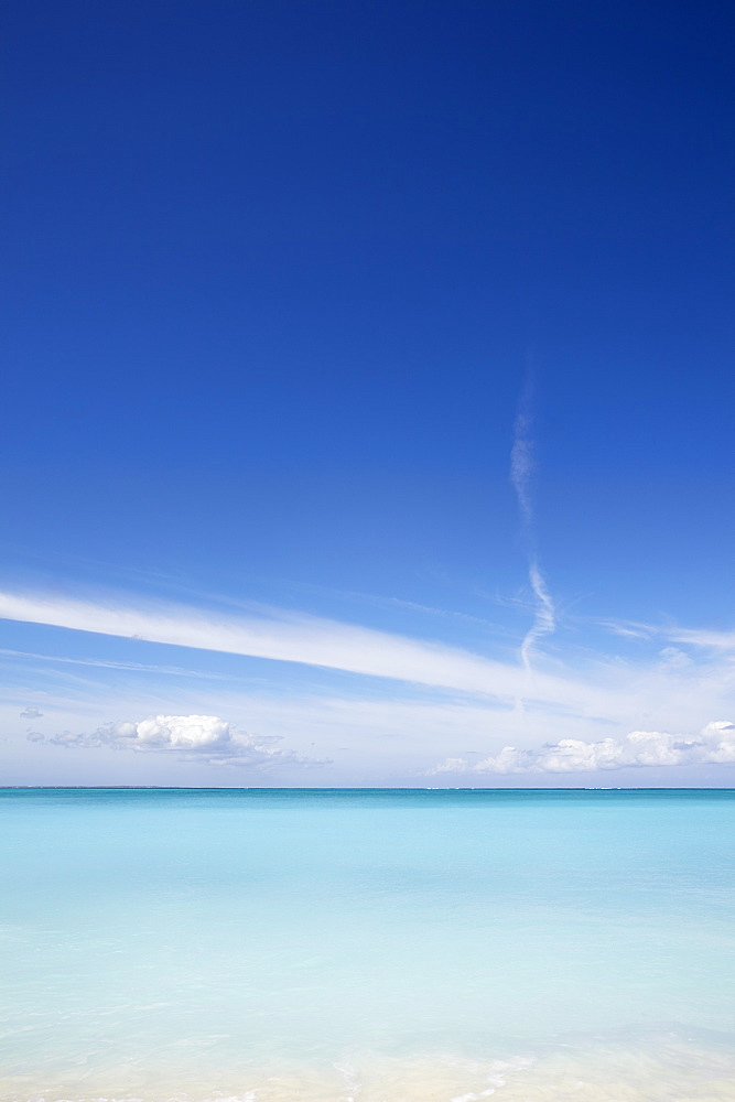 The azure waters of Grace Bay, the main visitor attraction on Providenciales, Turks and Caicos, in the Caribbean, West Indies, Central America