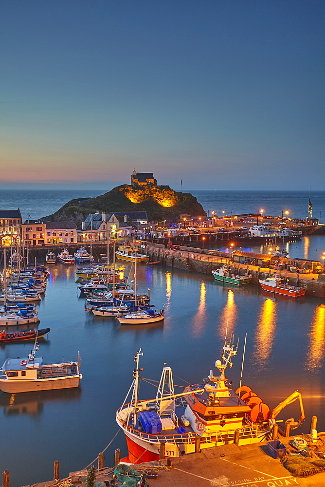 A classic dusk view of a north Devon fishing harbour at Ilfracombe, on Devon's Atlantic coast, Devon, England, United Kingdom, Europe