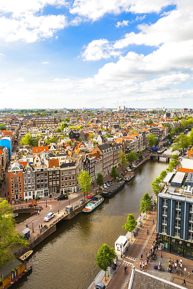 View of Prinsengracht Canal, Amsterdam, Netherlands, Europe